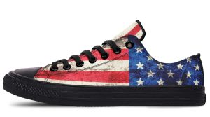 Retro American Flag Black Lowtop Sneaker