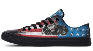 Dumbbell with American Flag Black Lowtop Sneaker