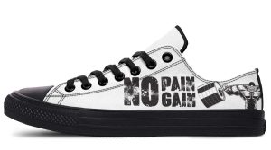 "No Pain No Gain" White Black Lowtop Sneaker