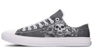 Lady Skull Gym Tattoo White Lowtop Sneaker